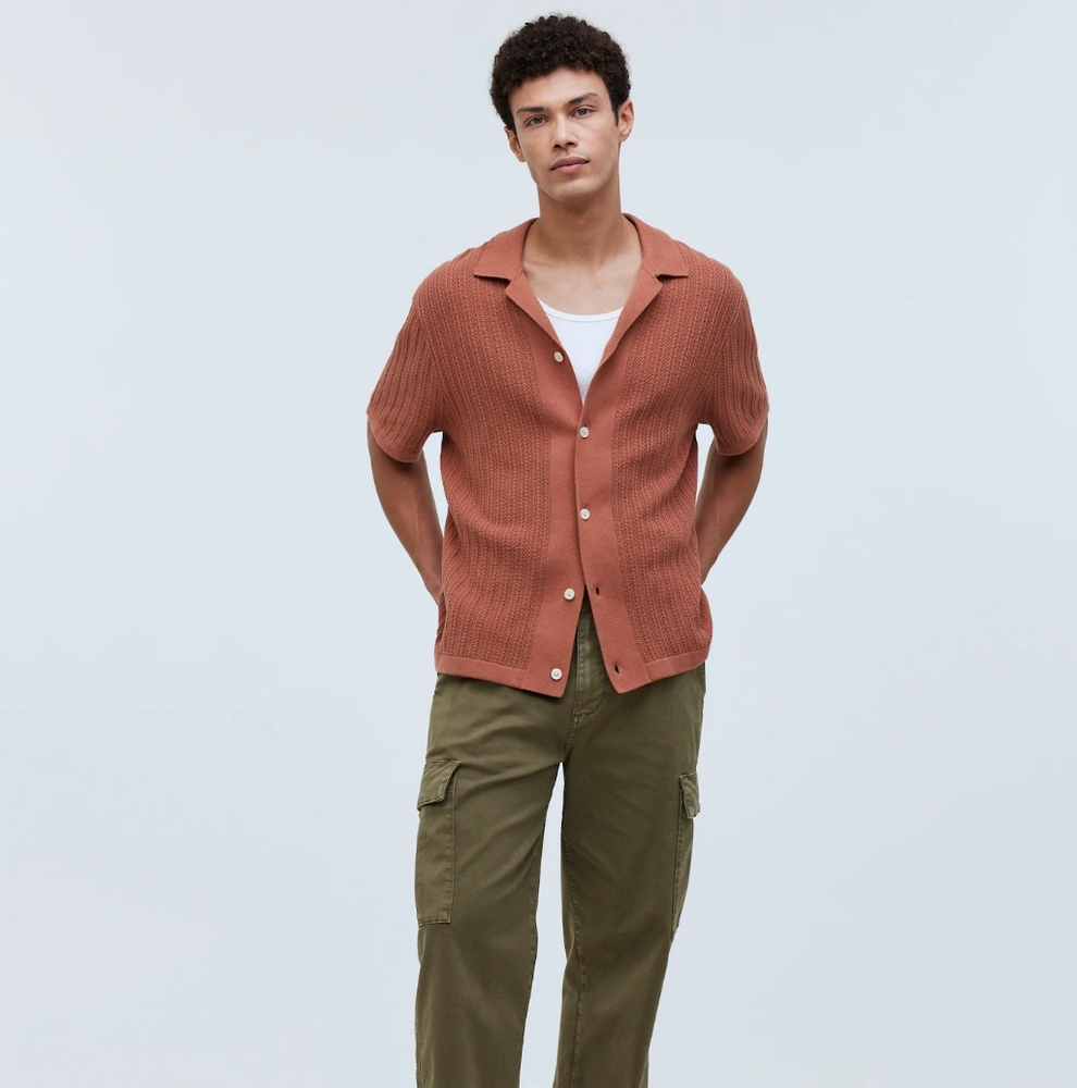 Madewell Textured-Stitch Sweater Polo Shirt